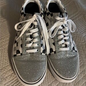 Sparkly Checkerboard Vans-Almost New-Ladies 9
